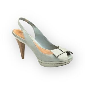 Schutz ♥︎ Retro Pin Up Slingback Platform Heeled Sandals ♥︎ Baby Blue Leather
